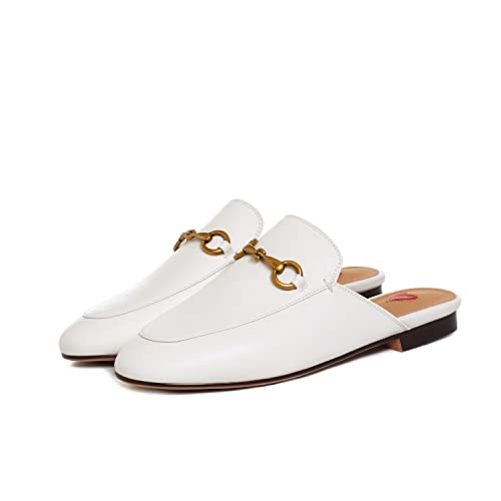 Vertundy Women's Mules Low Heel Flats Leather Slip On Backless Sandals For women
